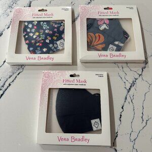 Vera Bradley Lot of 3 Adult Fitted Cotton Mask Soft Elastic Straps